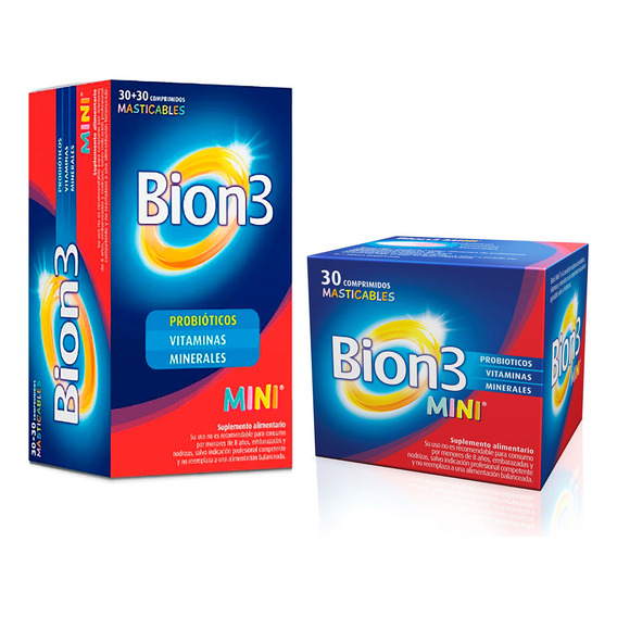 Pack Bion 3 Mini 60 + 30 Comprimidos Masticables