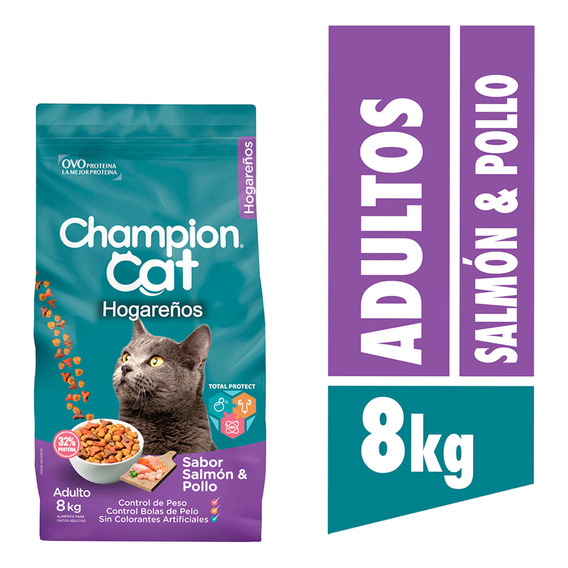 Alimento Champion Cat Hogareño Salmón Y Pollo 8kg | Mdr
