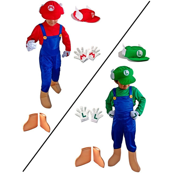 Disfraz Super Mario Bross Y Luigi Superheroe Niño