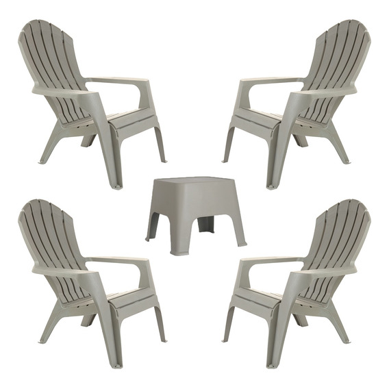 Juego De Jardin Sillon Miami X4 + Mesa Sunset Resistente Pvc