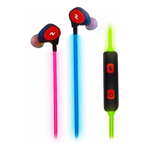 Auriculares In Ear Cable Con Led Luminoso Colores Noga Gl781 Color Negro Color de la luz RGB