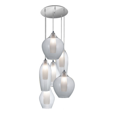 Colgante 6 Luces Mamushka Transparente Base Redonda Led
