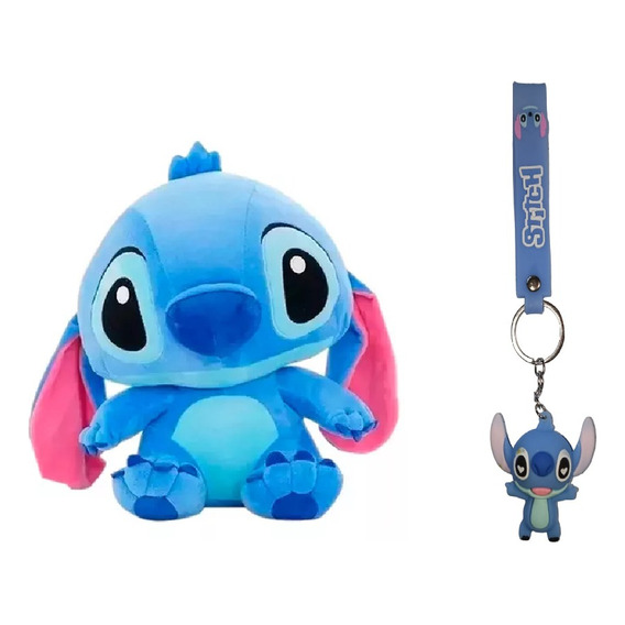 Peluche Stich Grande 40cms  Perfumado + Llavero Stich Azul