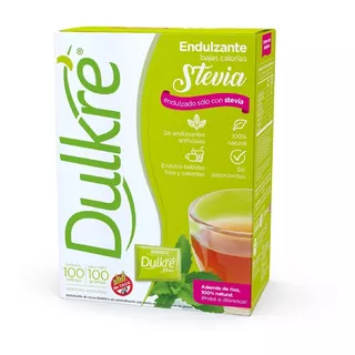 Endulzante Dulkré Stevia 100% Natural X 100 Sobres/sachets