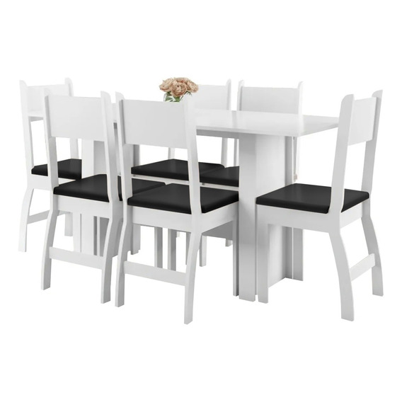 Juego De Comedor Mesa 6 Sillas Madera Mdf Tapizado