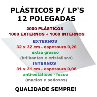 Plásticos P/ Lp Vinil 1000 Extra Grosso 0,20 + 1000 Internos