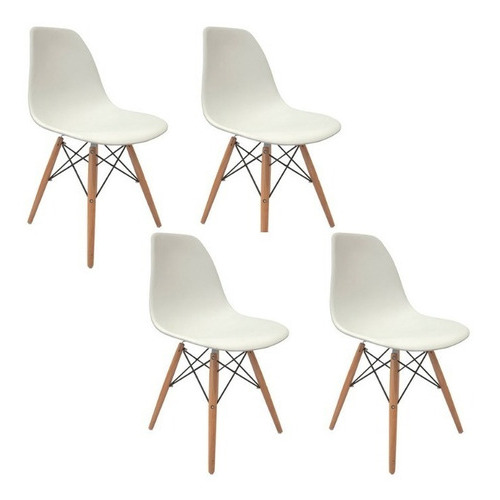 4 Sillas Eames Vintage Minimalista / Croswod Color De La Estructura De La Silla Blanco