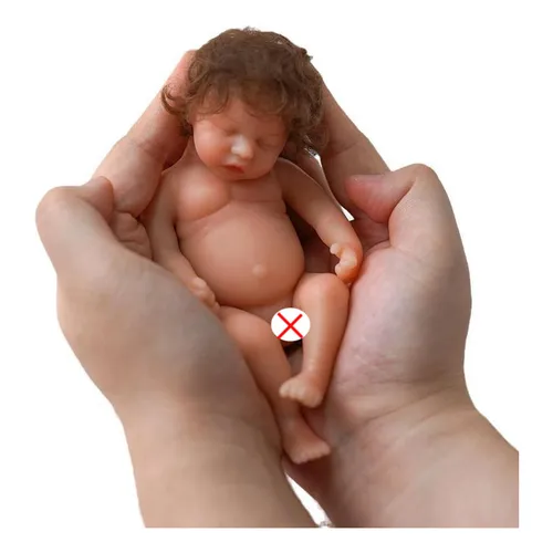 Mini Bebê Reborn Silicone Sólido Realista 15cm.