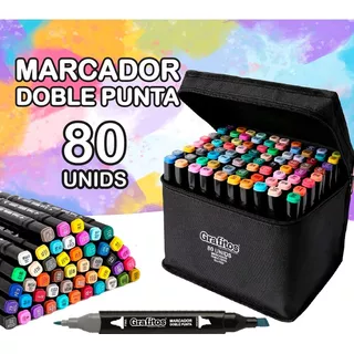 Set Marcadores Doble Punta X 80 Und Funda Negra