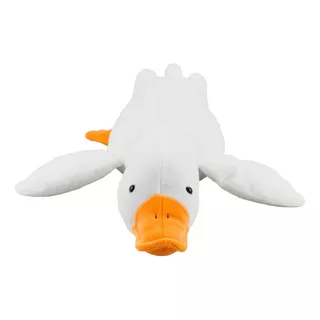 Ganso Branco Deitado Em Pelúcia Animais Aquáticos 60 Cm