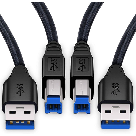 Cable Besgoods Usb 3.0 A A B, 6 Pies/2 Cables/negro