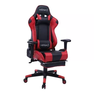 Silla Gamer Ejecutiva Hanko Roja Masajeador Lumbar Ecocuero Color Rojo Material Del Tapizado Cuero Sintético