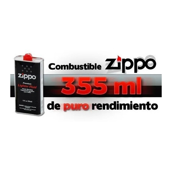 Kit 1 Lata De Gasolina 355ml 6 Piedras 1 Mecha Para Zippo