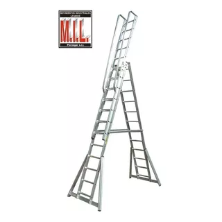 Escalera De Aluminio Extensible Con Apoyo Propio 24 Peldaños