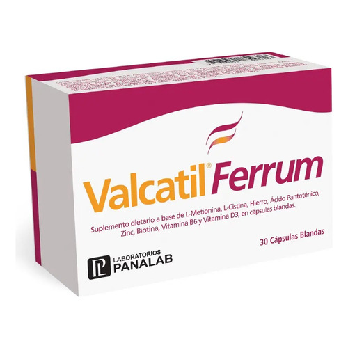 Valcatil Ferrum Nutrición Cabello Uña Hierro Vitamina D3 30c Sabor Sin sabor