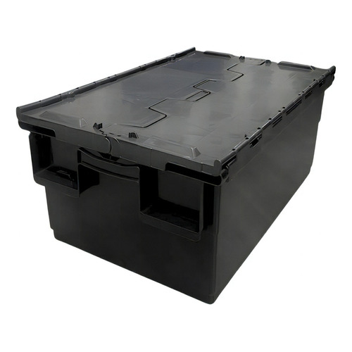 Caja Con Tapa Apilable Plastico Reforzado 46 Lts Sufin Color Negro