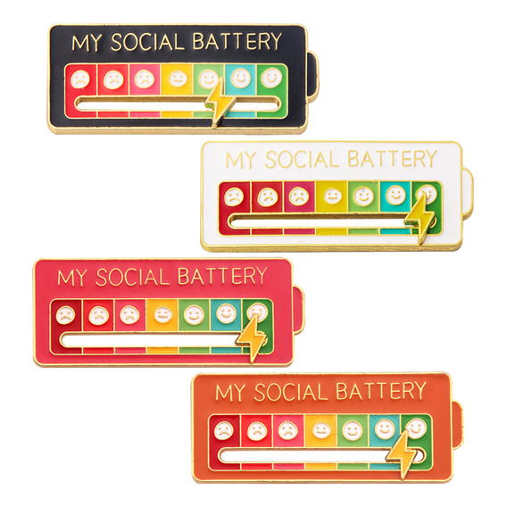 Broche Esmaltado My Social Battery 7 Moods, 4 Unidades