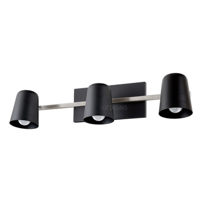 Aplique Barral 3 Luces Baby Negro Apto Led E27 Deco Vig