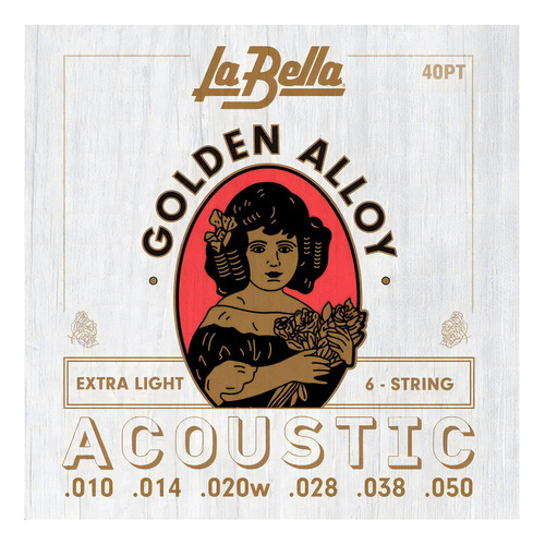Encordado La Bella 40pt Golden Alloy 010 - 050 G. Acustica