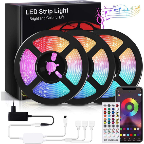 Cinta De Luz Led Rgb 15 Metros Tira Led + Control Bluetooth