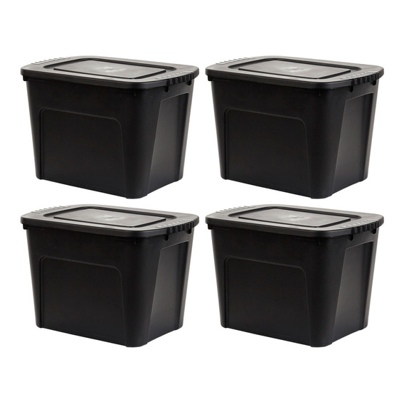 Set X4 Cajas Organizadoras Plasticas Apilables Ecobox 80lts