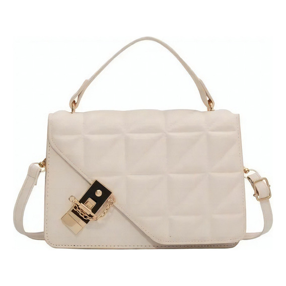 Bolso Bandolera De Un Hombro Con Cadena De Metal Para Mujer Color Blanco