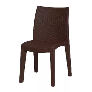 Silla Plástico Imitación Rattan Café