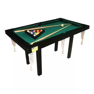 Mesa De Pool Deportes Brienza Mini De 1.4m X 0.8m X 0.8m Color Negro, Paño Verde Y Redes Color Blanco