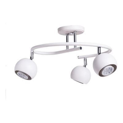 Plafon 3 Luces Bocha Blanco Espiral Cabezal Móvil Apto Led