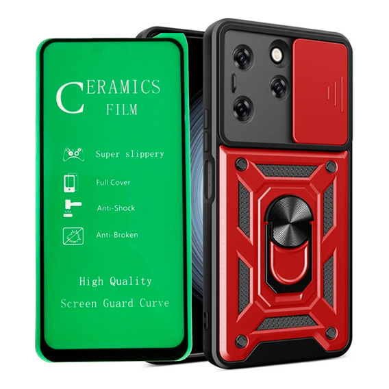 Funda Antichoque  + Vidrio Cerámico Para Infinix Hot 40 Pro