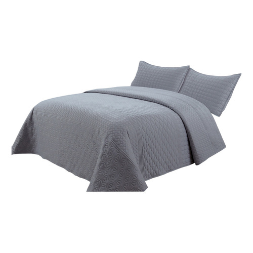 Cubrecama Quilt King Size 290x250 Extra Suave Con 2 Fundas Color Gis Oscuro Dubai