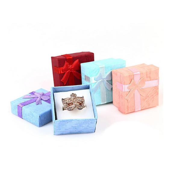 Pack 24 Cajas Carton Joyas Anillos Aros 4x4cm Regalo