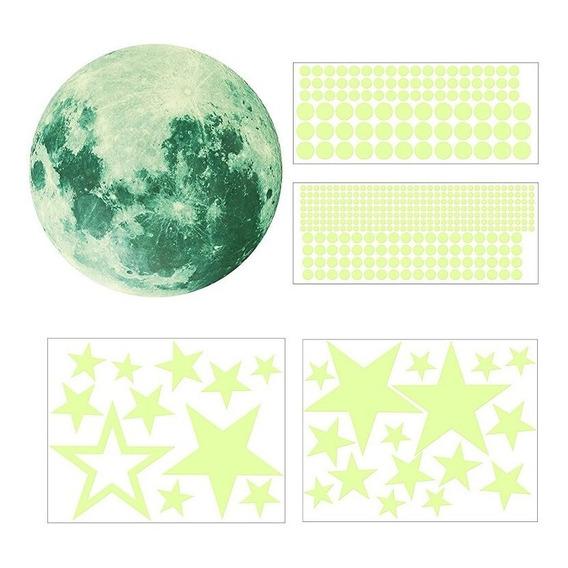 Set Vinilos Luna Estrellas Pegatinas Brillantes Decorativa C