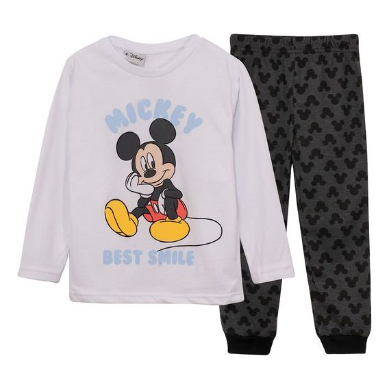 Pijama Manga Larga Disney Mickey Mouse Algodon Estampa Niño