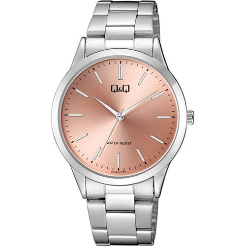 Reloj Q&q Mujer Pulsera Plateado Acero Color del fondo Naranja C10A-017