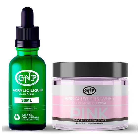 Polvo Acrílico Gnp Pink 60gr. + Líquido Acrílico Gnp 30ml