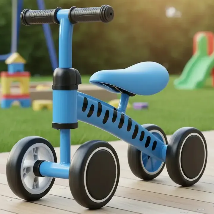 Bicicleta de Equilíbrio Brinq Kids Sem Pedal Infantil Azul 4 Rodas
