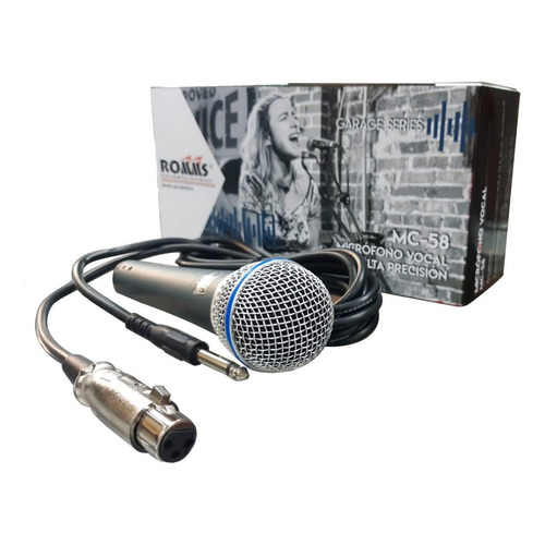 Romms Mc-58 Microfono Unidireccional Vocal Cable Xlr 6.3 Mt Color Negro