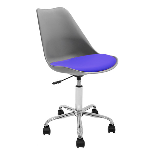 Silla Oficina Escritorio Operativa Pc Tulip Newmo Color Gris Asiento Azul