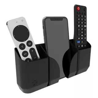 Suporte Parede Triplo Para Controle Remoto Universal Celular Cor Preto