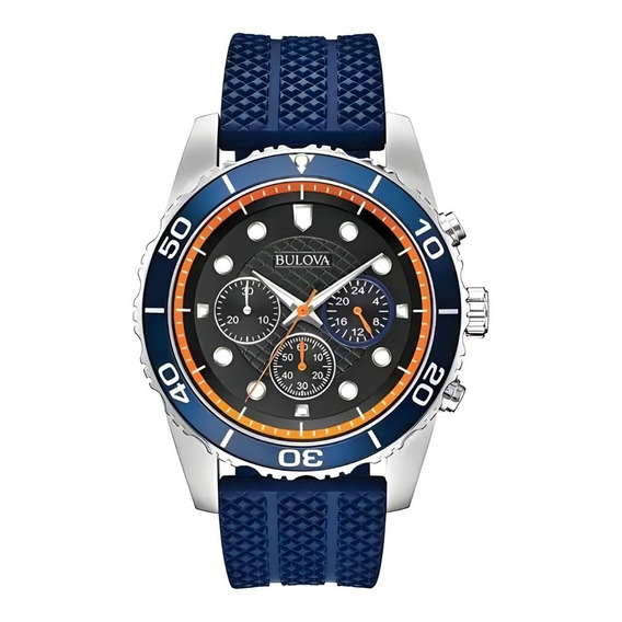 98a205 Reloj Bulova Cronografo Sport Azul/naranja Color de la correa Azul Color del bisel Azul Color del fondo Negro