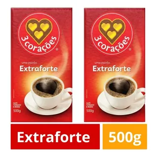 Café 3 Corações Torrado E Moído Extraforte Pacote 500g 4un
