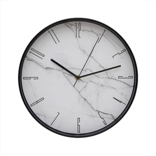 Reloj De Pared Simil Marmol Diametro 30cm Diseño Vgo Color de la estructura Negro Color del fondo Blanco