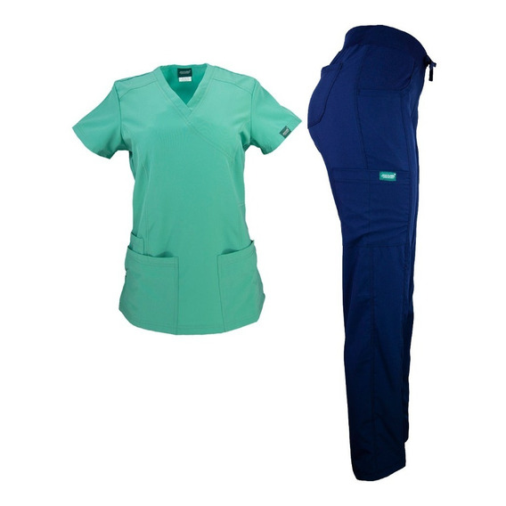 Conjunto Uniforme Medico Quirurgico Dama Stretch Jade Marino