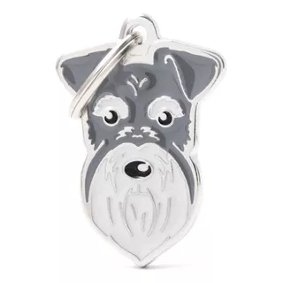 Chapas Para Perros My Family Friends Raza Schnauzer Gris Grabado Instantáneo