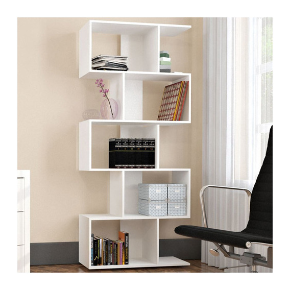 Librería Office Plus con 5 nichos, blanca - Apto Color White