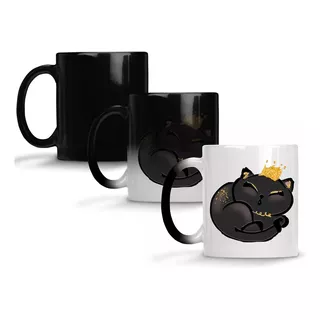 Caneca Magica Gato Preto Fourado Coroa