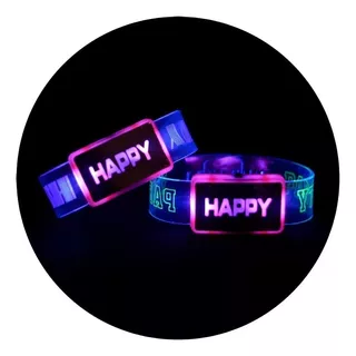 Pulseras Brazalete Happy Led Silicona Cotillon Luminoso X 10