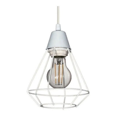 Colgante Jaula 4 Luces Diamante Blanco Deco Vintage Apto Led