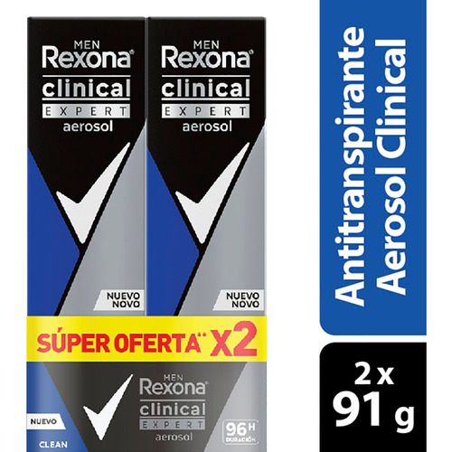 Desodorante Rexona Spray Clinical Expert Hombre 150 Ml X2